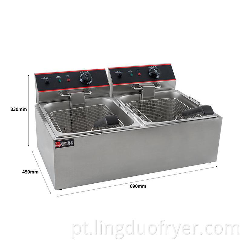 11L+11L dual tanks electric deep fryer